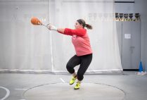 Sarah Cicchetti throws a 20 lb ball in the weight throw