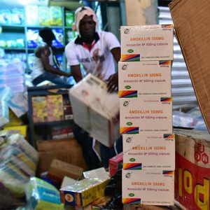 Around the world, one in ten medicines is substandard or counterfeit, which could be contributing to a rise in drug-resistant bacteria. Here, fake boxes of amoxicillin, a commonly used antibiotic, are seized from a store in Côte d'Ivoire. Photo by Issouf Sanogo/AFP/Getty Images