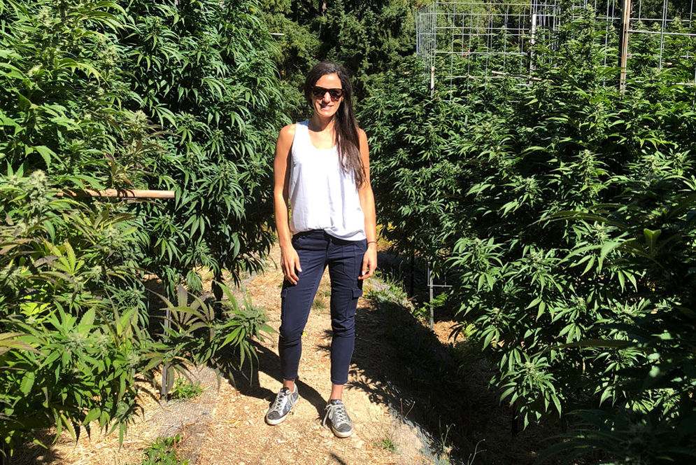 Rosie Mattio at a cannabis farm in California