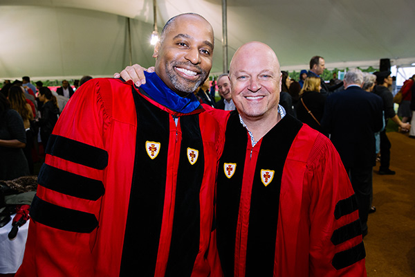 Harvey Young, CFA dean (left), and Michael Chiklis
