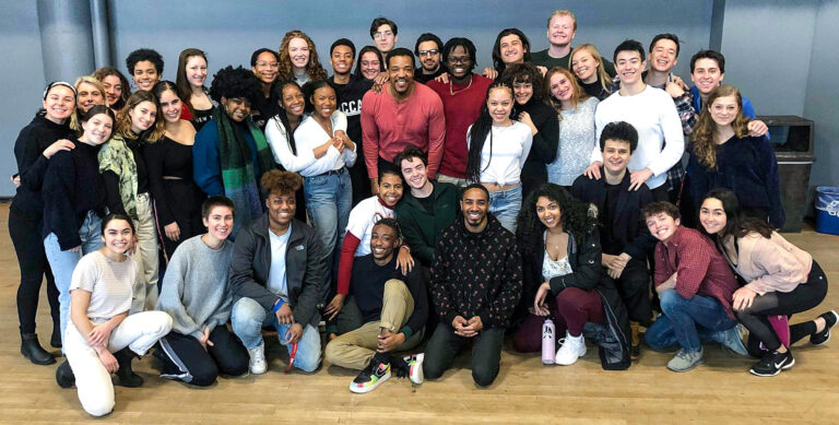 Actor Russell Hornsby and CFA School of Theatre students