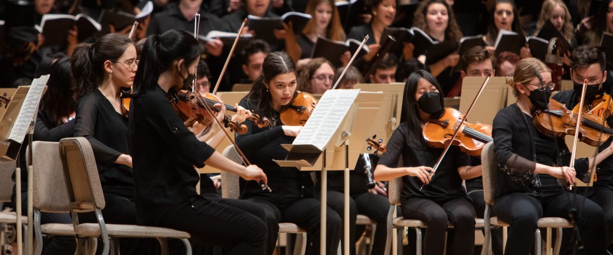 Boston University music students performing at Symphony Hall, Boston