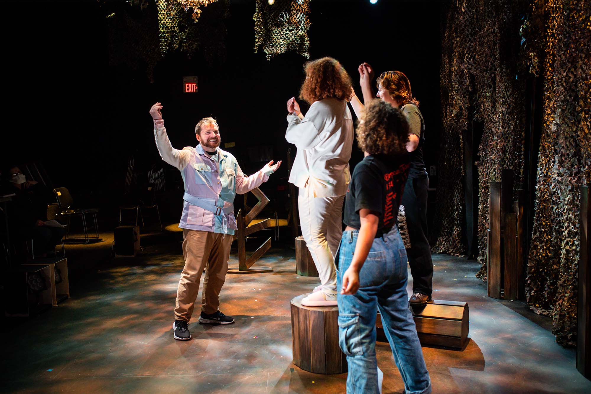 Director Shamus works with the cast of Eat Your Young, the first play of the new season at Boston Playwrights Theatre