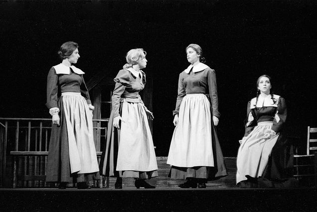 A scene from the May 1962 BU production of Arthur Miller’s classicThe Crucible by what was then called the College of Fine Arts Division of Theatre Arts. Photo by Boston University Photography