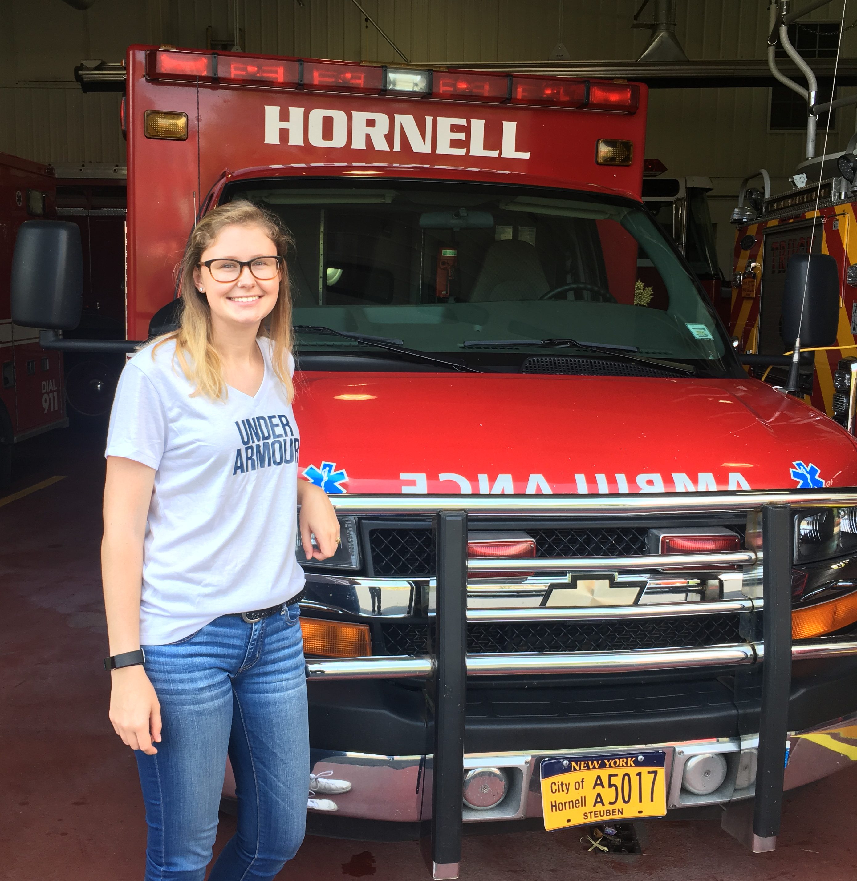 Danika Connors at the fire department in Hornell, New York. Photo courtesy of Danika Connors.