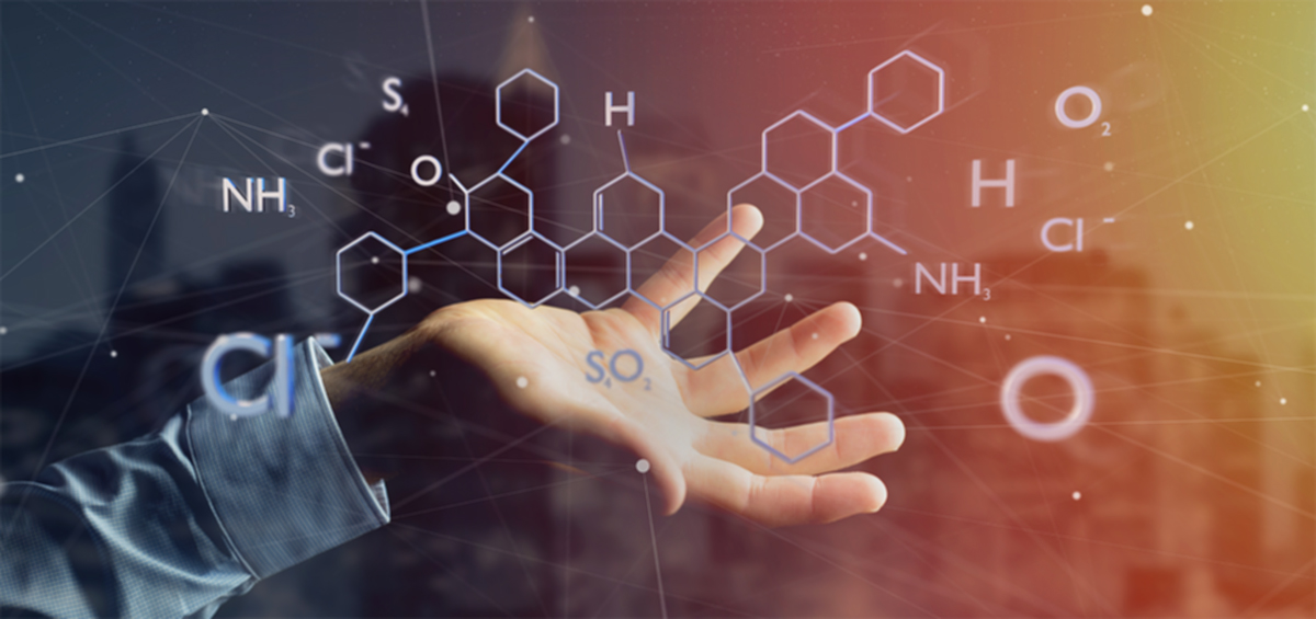 background image hand with chemical compound