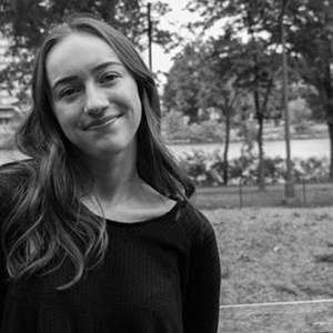 Smiling black and white portrait