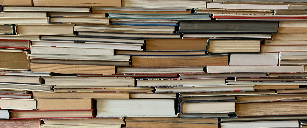 Stacked books on their sides