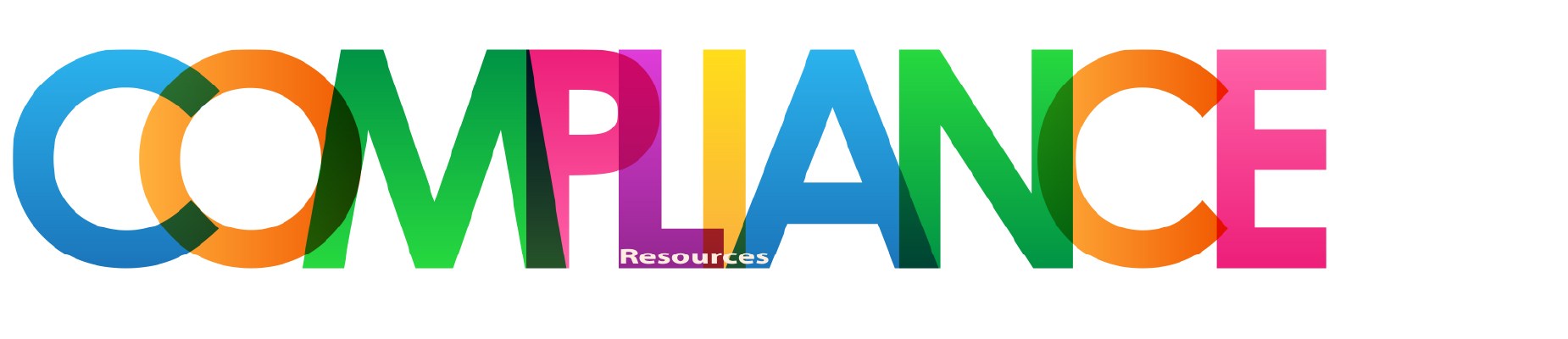 Multicolored block lettering spelling out "Compliance Resources"