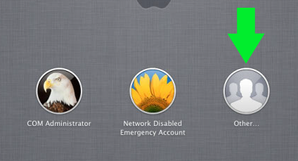 The Mac Login Window Click the "Other" Icon and enter your Kerberos Username and Password