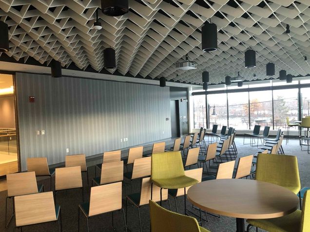 Acoustical Wall Paneling and furniture in the Commons space.