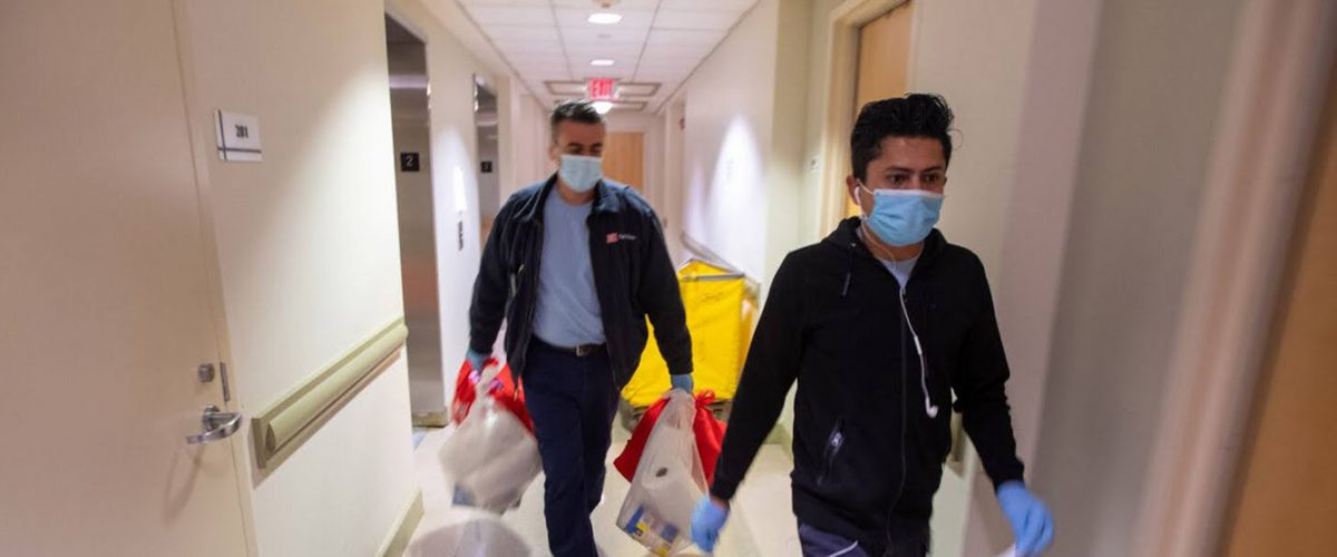 BU custodians deliver supplies to quarantine housing
