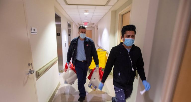 BU custodians deliver supplies to quarantine housing