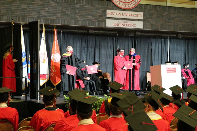 Dean Lutchen and graduate Abduljabbar Alhamood at the Class of 2020 recognition event on October 2, 2021.