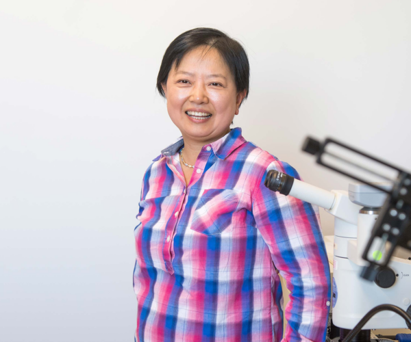 Xin Zhang in her lab