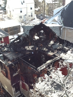 84 Linden Street fire, damage Boston Fire Department, damage at 84 Linden Street, Allston, MA fire January 22, 2012