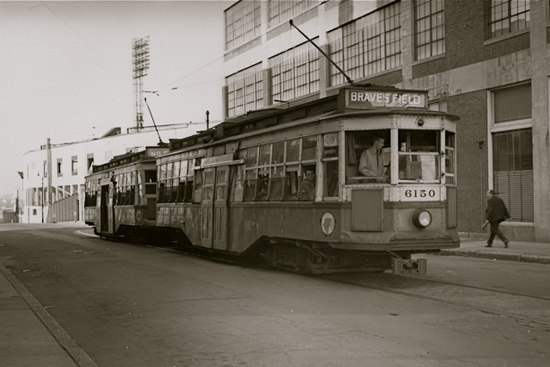 Braves Field Special T trolley street car, Braves Field, Boston Braves, Nickerson Field, Boston University