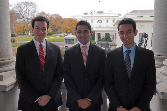 Jared Kleiman, Pratik Desai, Abhishek Seth, White House internship program interns, Boston University alumni
