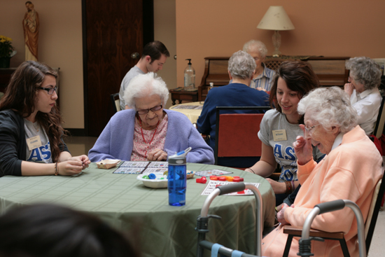 Boston University BU, Alternate Spring Break ASB, Baltimore, Maryland, Little Sisters of the Poor, St. Martins Home, volunteer, elderly geriatric care companionship, bingo