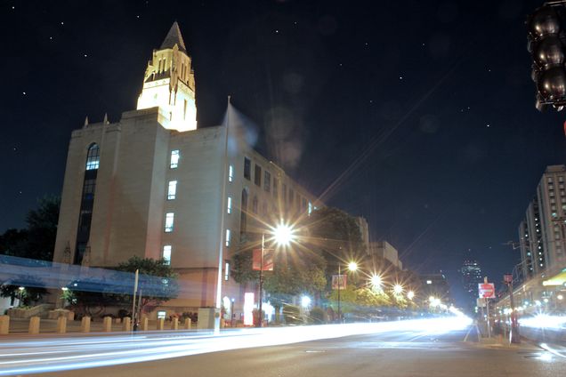 Boston University BU, College of Arts and Sciences CAS, night, Commonwealth Ave
