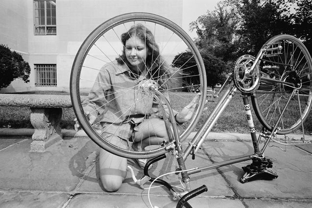 Boston University BU, archive photography, Marsh plaza, bicycle bike repair