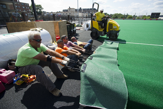 New Balance Field, laying astroturf Laying astroturf, New Balance Field, Bosotn University