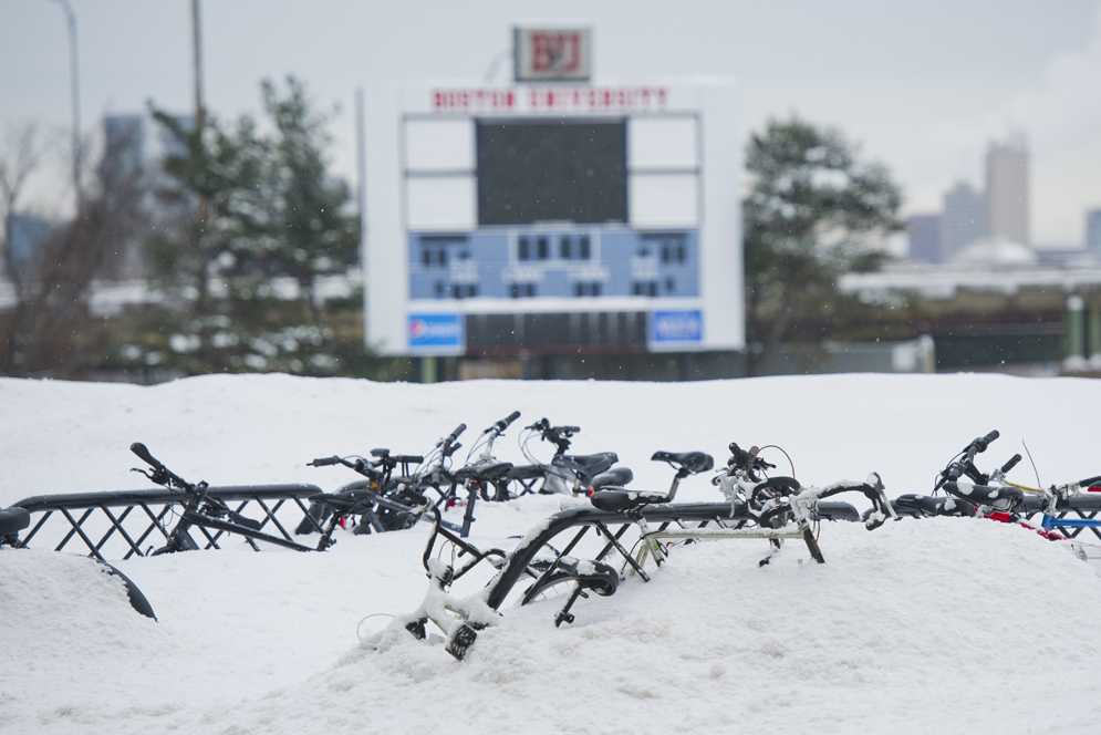 Boston University New Balance Field during Blizzard Marcus