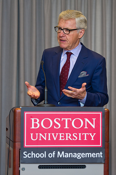 Allen Questrom speaking at Boston University School of Management in 2014