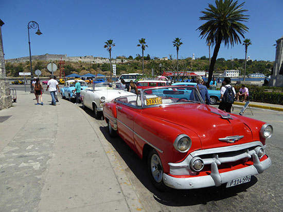 Classic cars on a street in Cuba