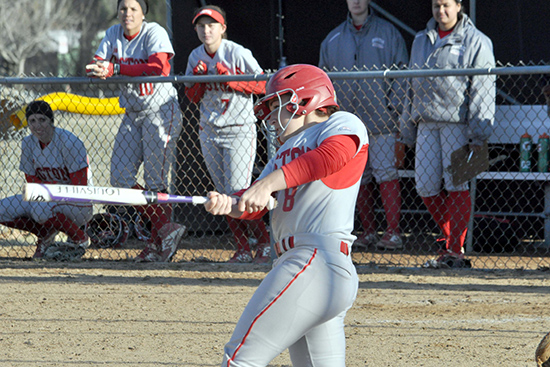 Emily Felbaum of the Boston University Terriers women's softball team at bat