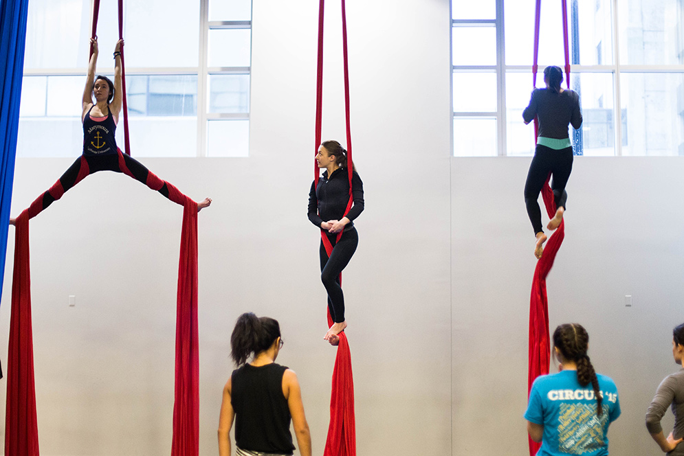 Intermediate Aerial Dance class at Boston University