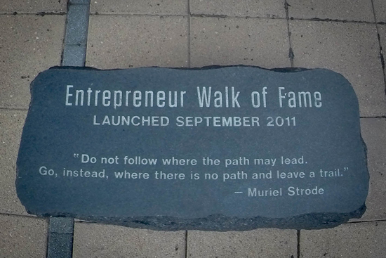 Entrepreneur Walk of Fame, Begins on Main Street, by the outbound side of the Kendall/MIT Red Line T stop