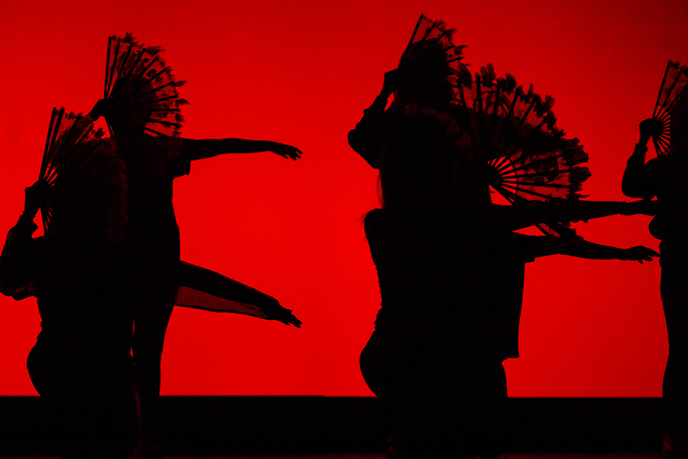 Students perform a Korean fan dance during the Korean Student Association's Culture Show in the Tsai Performance this past weekend. Photo by Alexandra Wimley (COM '17)