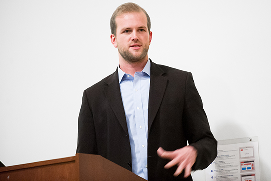 Matthew Trevithick, BU alum freed from Iranian prison in January discusses his experience in a CGS lecture on Thursday, April 14, 2016.