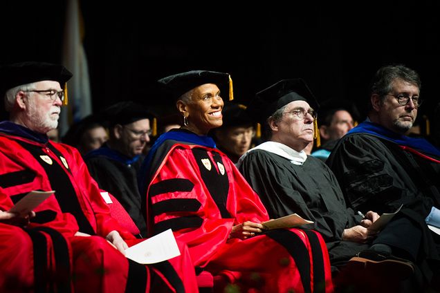 Andrea Taylor, President and CEO of Birmingham Civil Rights Institute and Boston University Trustee, at the 2016 College of Communication Convocation during the 143rd Commencement of Boston University