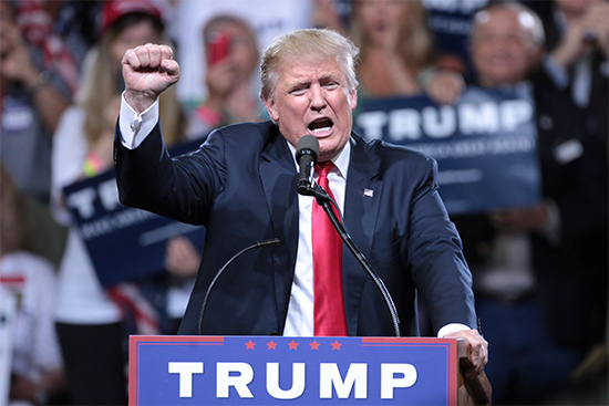 Donald Trump speaks at a campaign rally in Phoeniz, Arizona