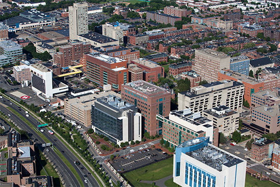 Aerial photo of the Boston University Medical Campus and Boston University Medical Center