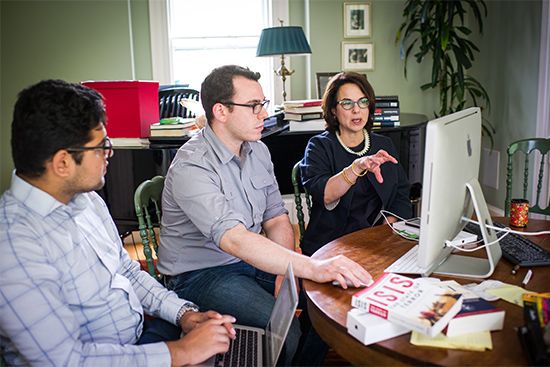 Jessica Stern meets with her students