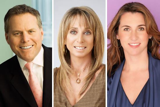 Discovery Communications president and CEO David Zaslav (LAW’85), NBCUniversal Cable Entertainment chairman Bonnie Hammer (CGS’69, COM’71, SED’75), and A+E Networks head Nancy Dubuc (COM’91)