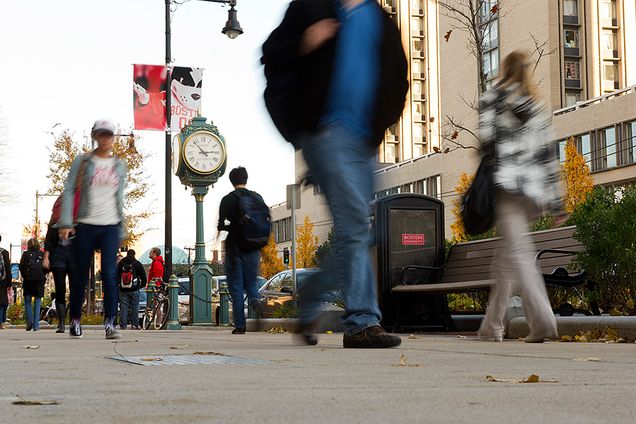 view of sidewalk in front of College of Arts and Sciences