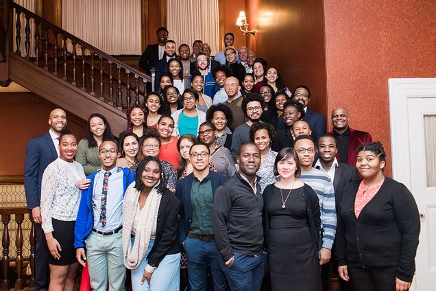 Members of Umoja, BU’s black student union, at a reception for students, faculty, and staff of color at the Algonquin Club in Boston on February 24, part of its Unity Week 2017.