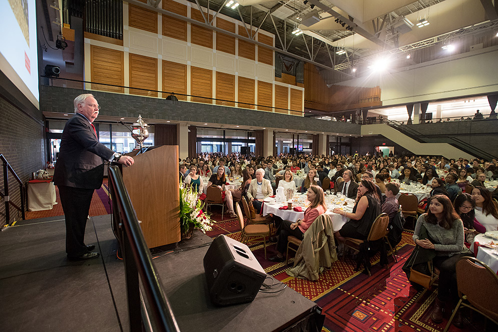 President Robert Brown speaking to Class of 2017