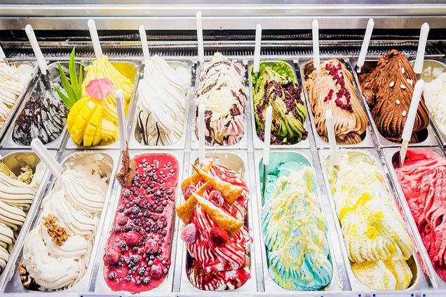 A display case of Gelato