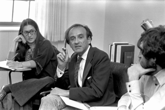 Wiesel and students during a theology class in April 1977