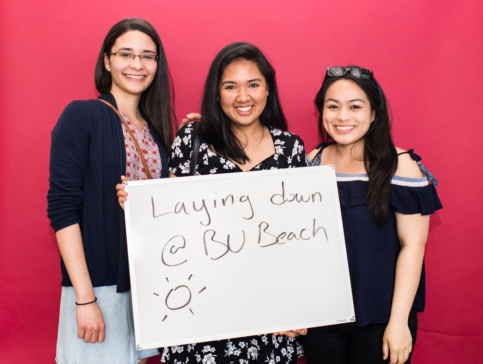 Vanessa Promise, Anna Cruz, and Samantha Muyalde, members of the Boston University Class of 2018, will miss BU beach