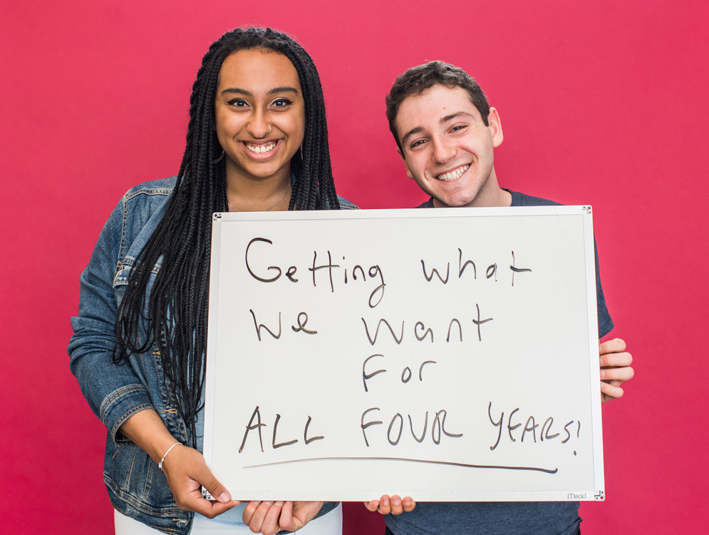 BU Class of 2018 students Toria Rainey and Zach Schiffman