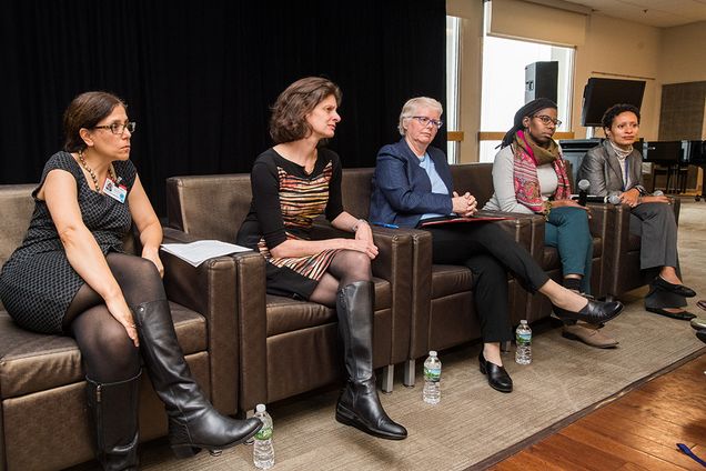 Lecture panel listen to questions from a Boston University School of Public Health Class about United States Supreme Court nominee Brett Kavanaugh.