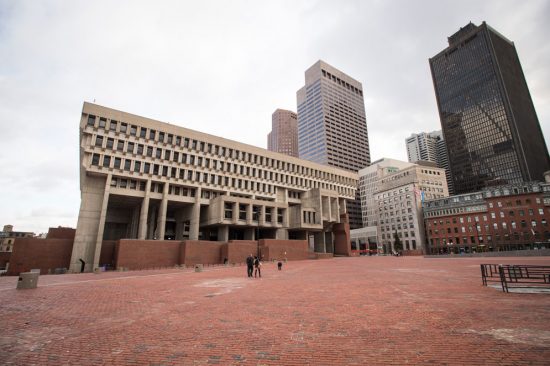 The plaza surrounding Boston City Hall