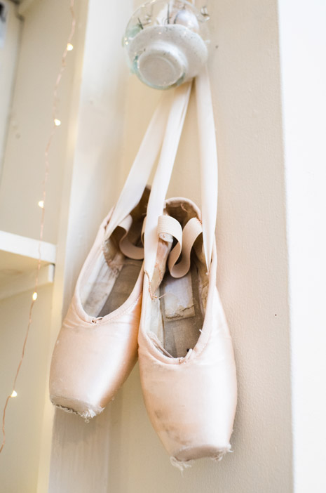 Pointe shoes hand as a decoration