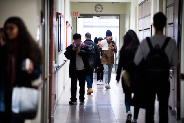 Students in a hallway